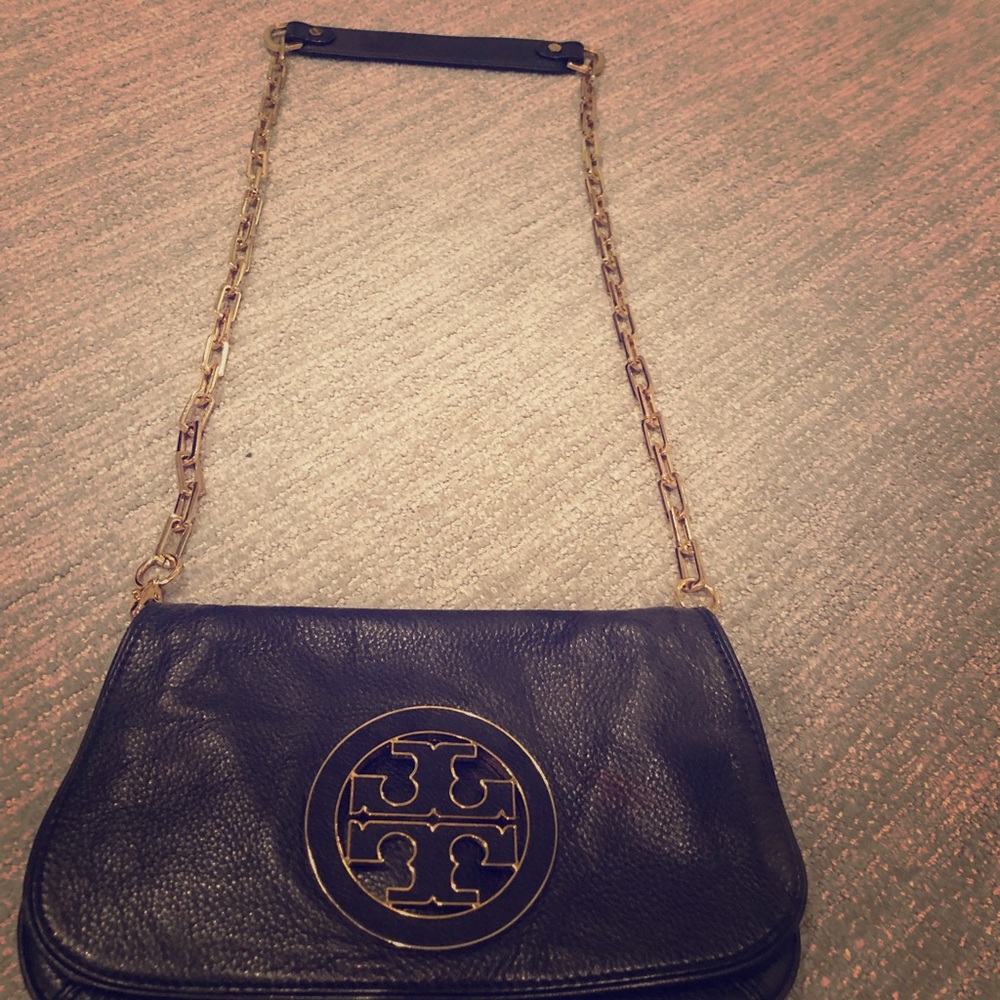 Tory Burch black & gold chain crossbody/clutch